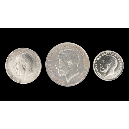 2172 - 1916 silver trilogy of George V. Grade EF. UK P&P Group 0 (£7+VAT for the first lot and £1+VAT for s... 