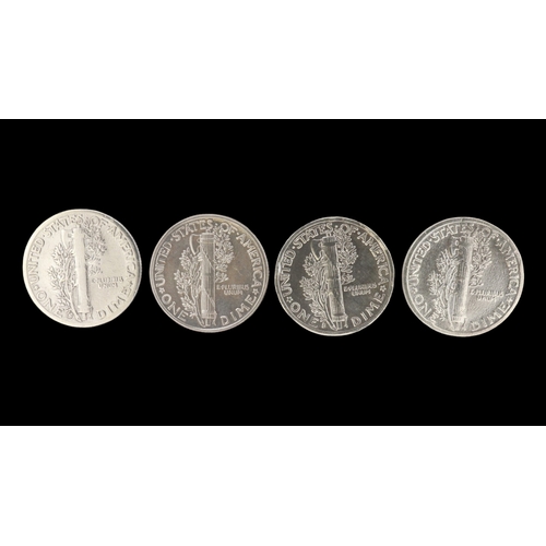 2173 - 1941 - 1944 silver Mercury dimes. Grade VF plus. UK P&P Group 0 (£7+VAT for the first lot and £1+VAT... 