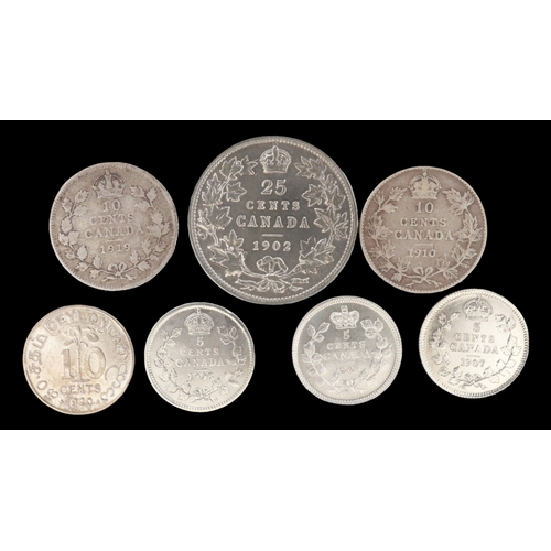 2175 - Seven silver territories coins under George V and Edward VII. Grade circulated. UK P&P Group 0 (£7+V... 