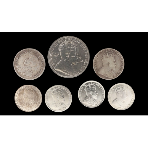 2175 - Seven silver territories coins under George V and Edward VII. Grade circulated. UK P&P Group 0 (£7+V... 