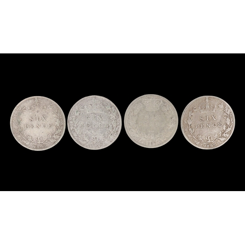 2178 - Four silver sixpences of queen Victoria. Grade circulated. UK P&P Group 0 (£7+VAT for the first lot ... 