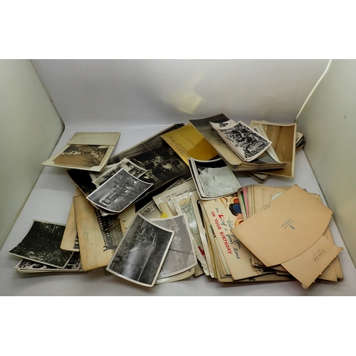 1042 - Mixed postcards and photographs including millatry examples. Not available for in-house P&P