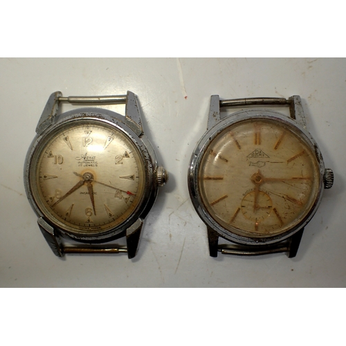 1047 - Two vintage mechanical gents steel cased wristwatch faces Avia and Brax. UK P&P Group 0 (£7+VAT for ... 