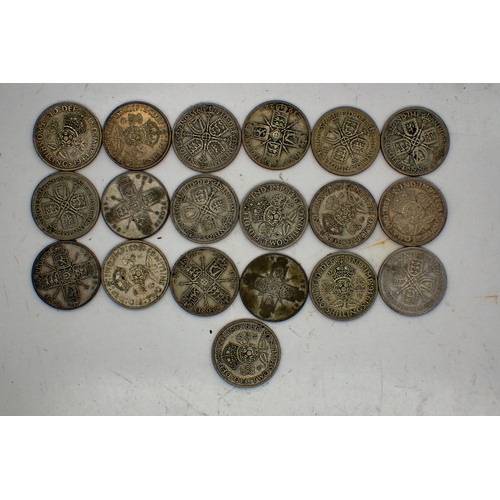 1057 - 210g of UK pre-1947 silver florins . UK P&P Group 0 (£7+VAT for the first lot and £1+VAT for subsequ... 