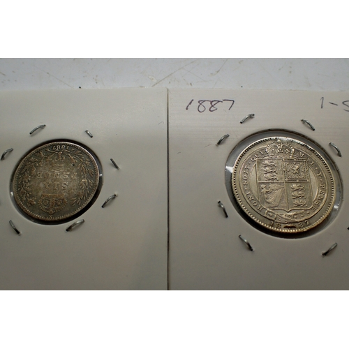 1069 - 1887 silver shilling and sixpence of Queen Victoria. UK P&P Group 0 (£7+VAT for the first lot and £1... 