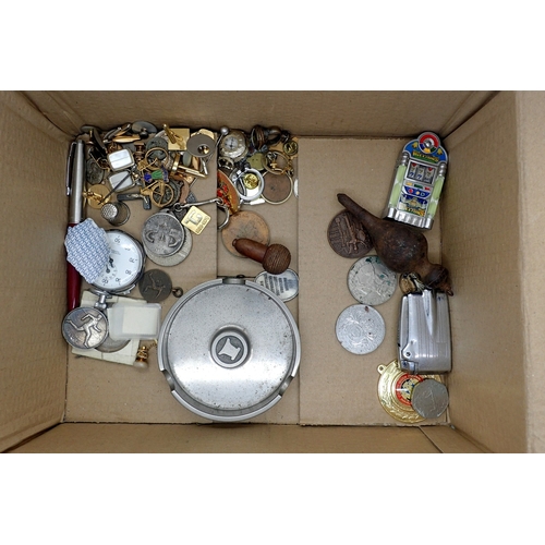1077 - Mixed collectables including medals, coins lighters and badges. Not available for in-house P&P