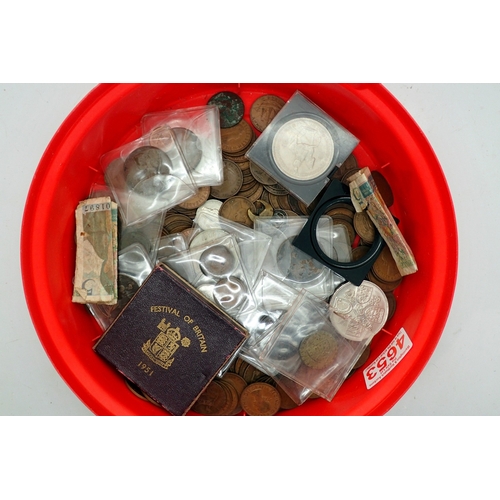 1078 - Mixed pre decimal coins with some bank notes. UK P&P Group 1 (£18+VAT for the first lot and £2+VAT f... 