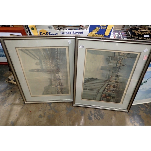 1401 - Pair of Bob Richardson Manchester signed limited edition prints, 55 x 36 cm. Not available for in-ho... 