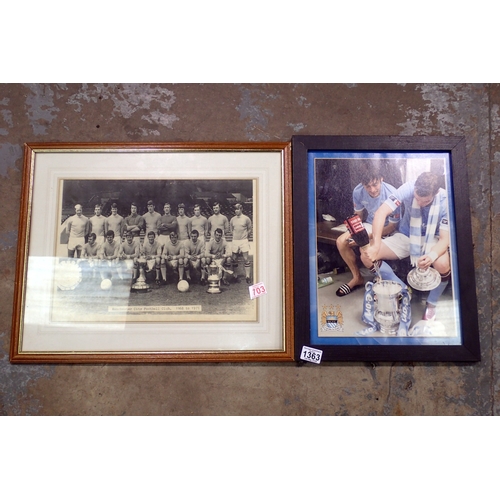 1363 - Two Manchester City football club framed prints including 68-71 team. Not available for in-house P&P