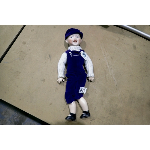 1047 - J.M.B Germany (Mieler) boy doll, 38 cm, stamped Feb 88. UK P&P Group 2 (£24+VAT for the first lot an... 