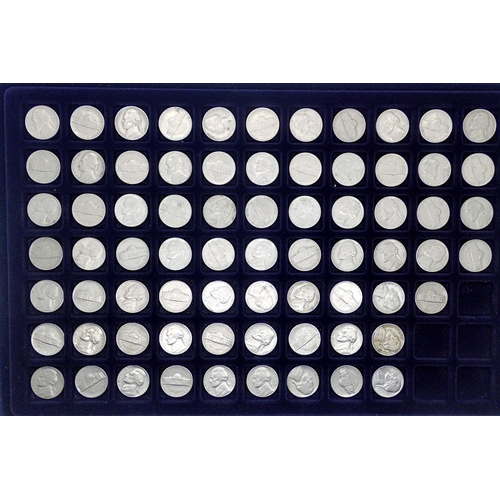 1056 - Seventy two American five cent coins - various years .  UK P&P Group 1 (£18+VAT for the first lot an... 