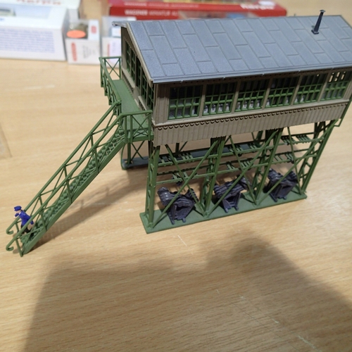 HO Scale model signal box with interior, 14x cars, vans, artics and ...