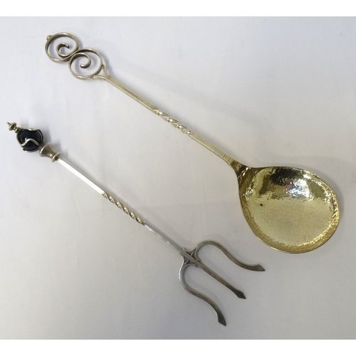154 - TASMANAN SARGISON'S HOBART ARTS AND CRAFTS SILVER SERVING SPOON AND TOASTING FORK
the serving spoon ... 
