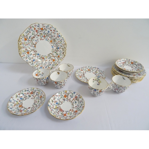 187 - SPODE COPELAND TEA SET
with colourful floral and inset decoration, comprising five tea cups, four sa... 