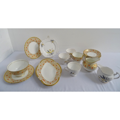 199 - RIDGWAY POTTERIES COLCLOUGH PATTERN TEA SET 
comprising eight cups, seven saucers and five sandwich ... 