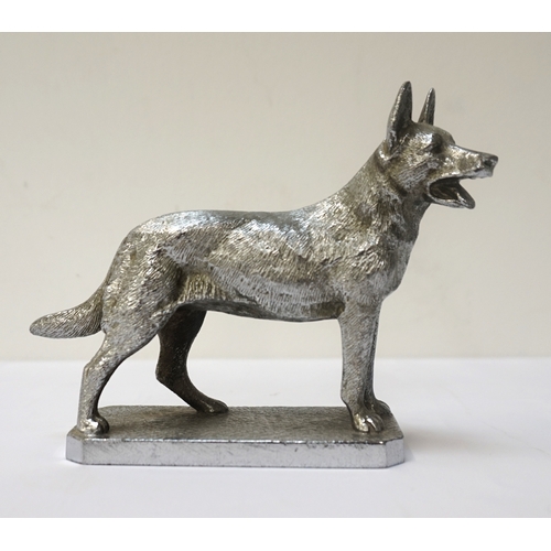 215 - 'LOUIS LEJENUE' CAR HOOD MASCOT
chrome plated, modelled as a German Shepherd dog, raised on a shaped... 