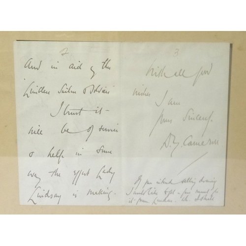 229 - (SIR) DAVID YOUNG CAMERON (Scottish, 1865-1945) 
a hand written letter to his friend Sir John, regar... 