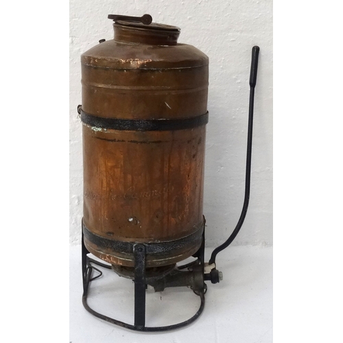 239 - EARLY 20TH CENTURY FRENCH COPPER KNAPSACK SPRAYER
marked Lachacelle Canimal to the cylindrical body,... 