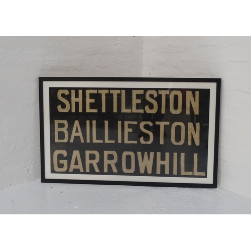 257 - ORIGINAL GLASGOW CORPORATION LINEN TRAM DESTINATION BLINDS - SHETTLESTON, BAILLIESTON & GARROWHILL
c... 