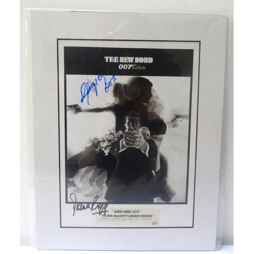 311 - GEORGE LAZENBY AND DIANA RIGG SIGNED PHOTOGRAPHIC PRINT 
from On Her Majesty's Secret Service, mount... 