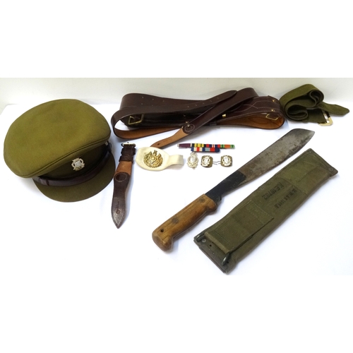 330 - ROYAL ARMY ORDNANCE CORPS INTEREST
including an officers hat, three RAOC badges, a Sam Browne belt, ... 