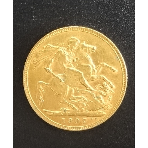 336 - EDWARD VII GOLD SOVEREIGN COIN
dated 1907