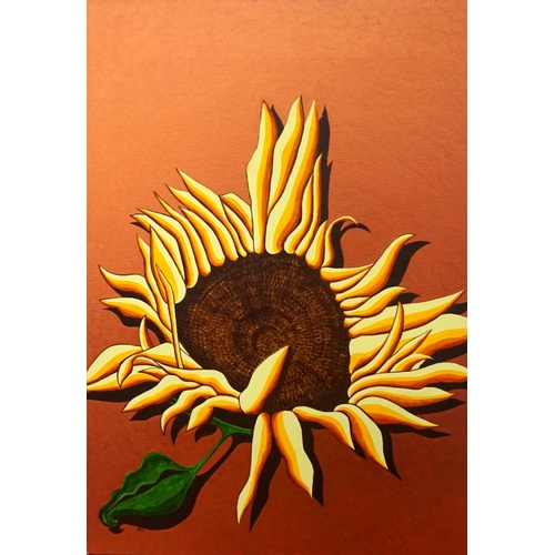 356 - ED O'FARRELL
Sunflower (Copper), acrylic on canvas, signed and titled to verso, 70cm x 49.5cm - RE-O... 