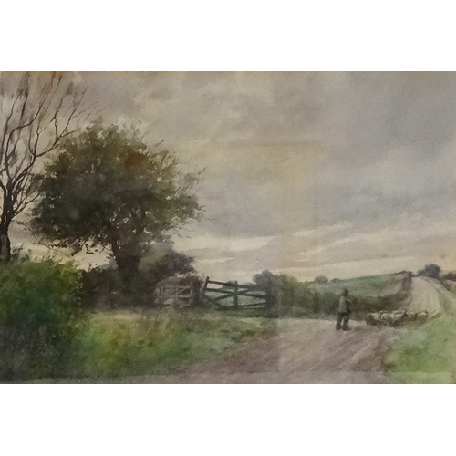 359 - NORMAN M MACDOUGALL (Scottish 1852-1939)
The shepherd driving his sheep, watercolour, signed, 34cm 4... 