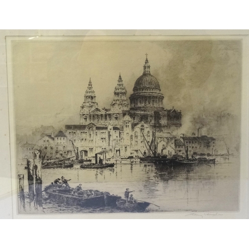 362 - ALBANY E HOWARTH (English, 1872-1936) 
St.Paul's Cathedral with vessels on River Thames in foregroun... 