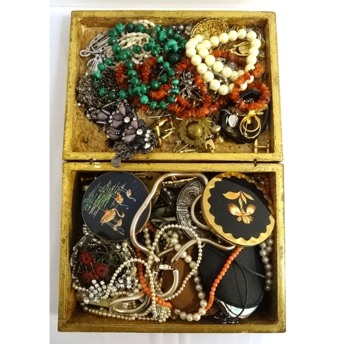 143 - SELECTION OF VINTAGE COSTUME JEWELLERY
including coral and other bead necklaces; paste set brooches,... 