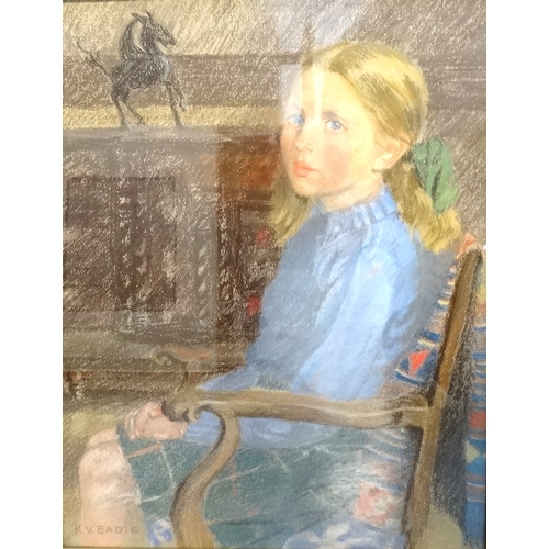 371 - K. V. EADIE
Portrait of a young seated girl, pastel, signed, 45cm x 35.5cm - RE-OFFERED IN TIMED AUC... 