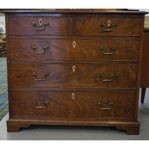 468 - GEORGE III MAHOGANY CHEST
with a moulded top above two short and three long graduated and cockbeaded... 