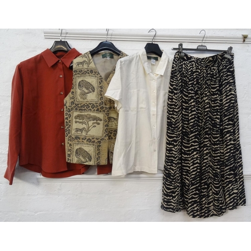 250 - THREE ITEMS OF LADIES RALPH LAUREN CLOTHING
comprising a red blouse (size L), new with tags; a long ... 