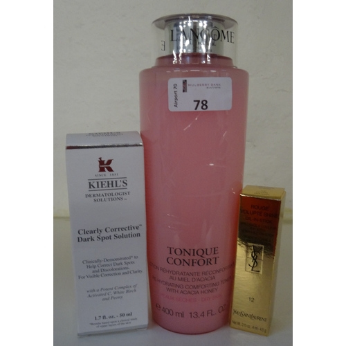 102 - THREE NEW AND UNUSED SKINCARE AND COSMETIC ITEMS
including Lancome Tonique Confort 400ml, Kiehl's Cl... 