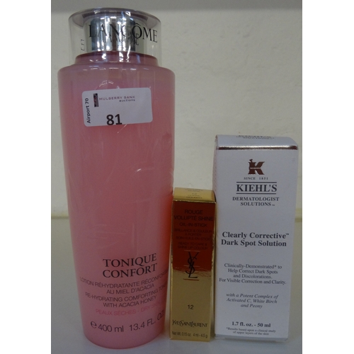 104 - THREE NEW AND UNUSED SKINCARE AND COSMETIC ITEMS
including Lancome Tonique Confort 400ml, Kiehl's Cl... 