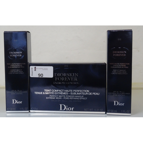 112 - THREE NEW AND BOXED DIOR MAKEUP PRODUCTS including two boxes of DIORSKIN FOREVER perfect makeup 30ml... 