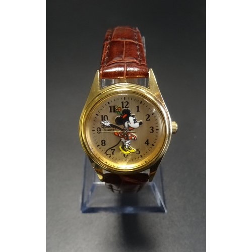 127 - TWO DISNEY WRISTWATCHES
one with Mickey Mouse and the other with Minnie Mouse (2)