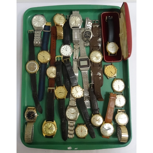 128 - COLLECTION OF VINTAGE GENTLEMAN'S WRISTWATCHES
includes Excalibur, Accurist, Timex, Maritime, Sandoz... 