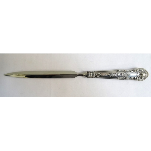 137 - ELIZABETH II SILVER PAPER KNIFE
with a stiletto blade, Sheffield 1990, 23cm long and boxed