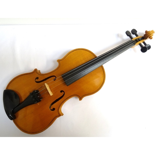 243 - VIOLIN
full size with two piece back, bearing 'Artia- Excelsior made for Boosey & Hawkes and Besson ... 