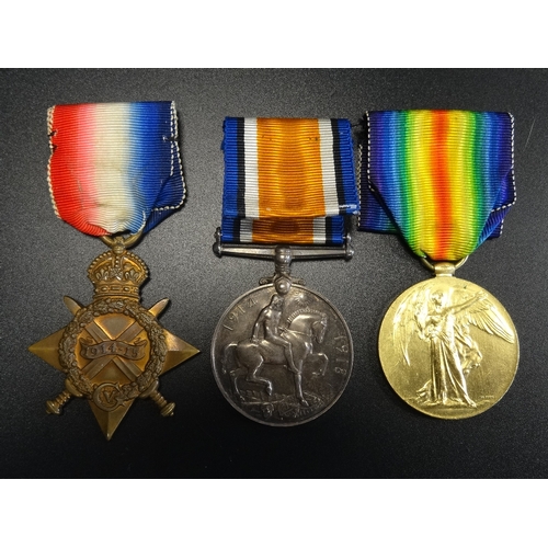 281 - 1914-15 STAR TRIO
named to 13052 Pte.P.McGrath. High.L.I.'
Note: 15th Battalion (Glasgow Tramways). ... 