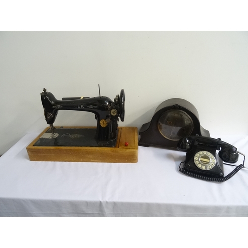 232 - MIXED LOT OF COLLECTABLES
including a Singer sewing machine numbered Y5104969, a Bush Savoy telephon... 