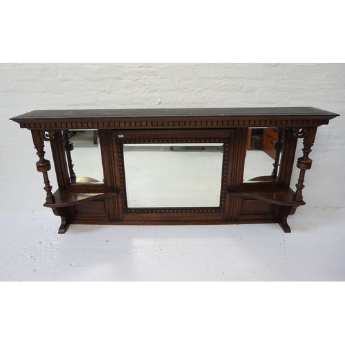 445 - EDWARDIAN OAK OVERMANTLE MIRROR BACK
possibly an upper section to a sideboard, the moulded top with ... 