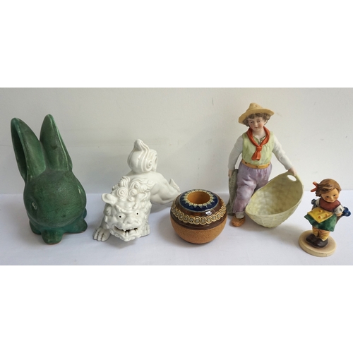 177 - MIXED LOT OF CERAMICS
including a Wedgwood grey Jasperware St. George And The Dragon plate, a blanc ... 