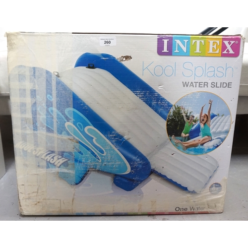 260 - INTEX INFLATABLE CHILD'S WATER SLIDE
for either a swimming pool or free standing garden use, boxed