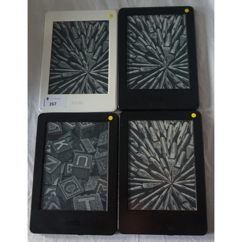 267 - SELECTION OF THREE KINDLE DEVICES
comprising: one KINDLE PAPERWHITE 3 (2015) WIFI (WHITE), serial nu... 