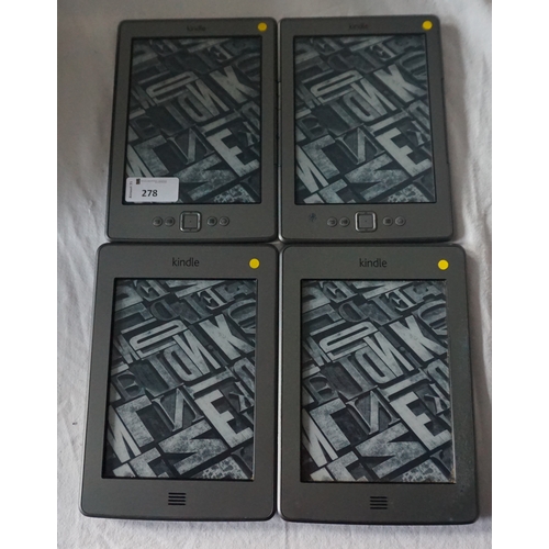 278 - SELECTION OF FOUR KINDLE DEVICES
comprising: two KINDLE 5 TOUCH WIFI, serial numbers: B011 1408 2173... 