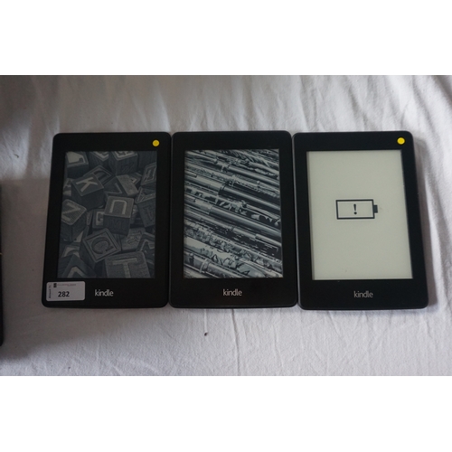 282 - THREE KINDLE PAPERWHITE 2 (2013) WIFI (4GB) DEVICES
serial numbers: 9017 2201 4442 0K1T; 9017 2201 4... 