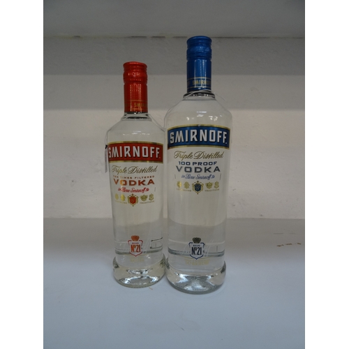 128 - TWO BOTTLES OF VODKA
comprising one bottle of Smirnoff Blue Triple Distilled 100 Proof Vodka (50% ab... 