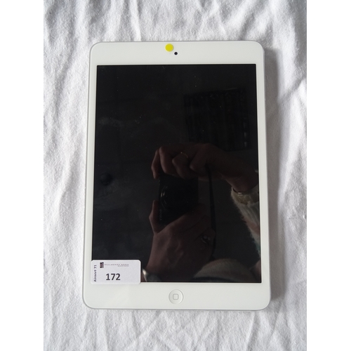 172 - APPLE IPAD MINI (WIFI) - MODEL A1432
serial number: F7QLLR3LF196.  i-cloud protected.  Note: It is t... 